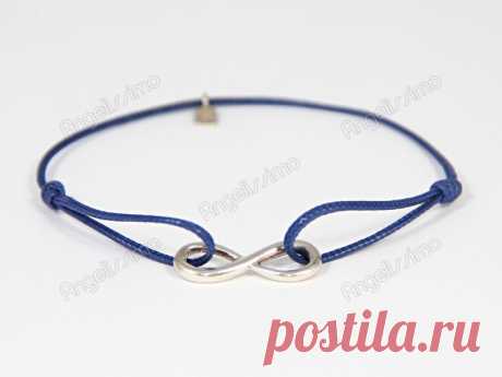 Браслет веревочный &quot;Бесконечность&quot; на синей нити от Amorem