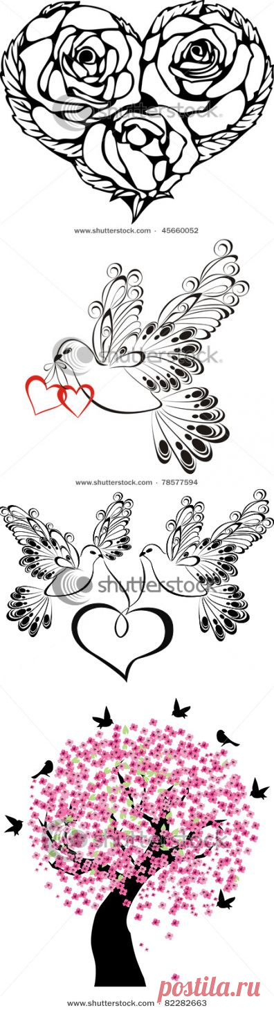 Трафареты,узоры, векторные иллюстрации для росписи и как примеры и идеи для декора.Часть 6 -"цветочно-сердечная"))))