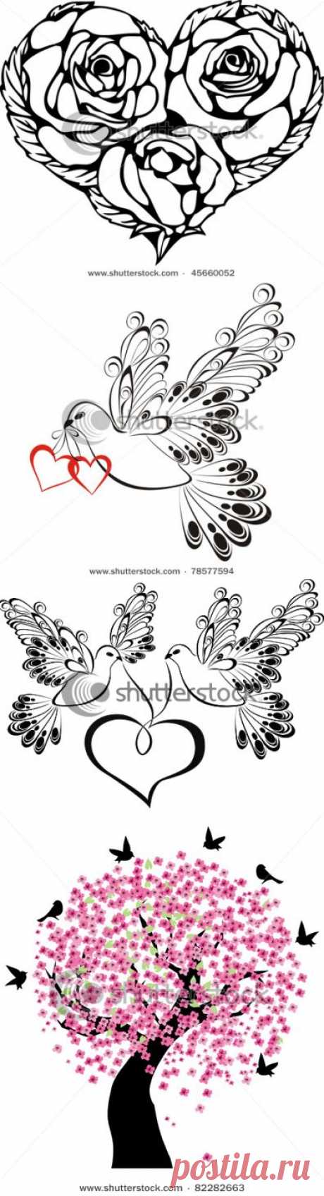 Трафареты,узоры, векторные иллюстрации для росписи и как примеры и идеи для декора.Часть 6 -&quot;цветочно-сердечная&quot;))))