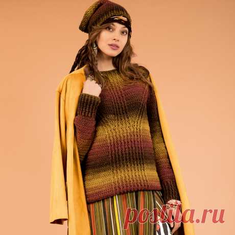 Джемпер в осенней гамме из пряжи секционного крашения. Крючком. / Verena.ru