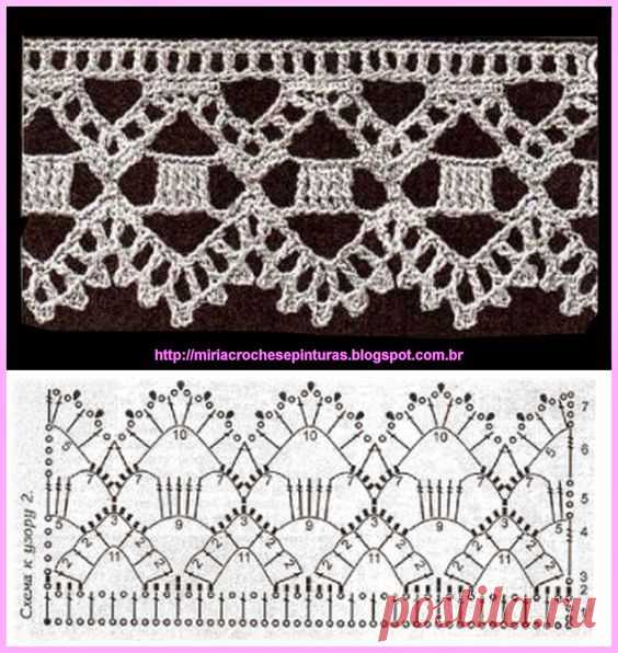 MIRIA CROCHÊS E PINTURAS: BARRADINHOS DE CROCHÊ N° 605 ❁•Teresa Restegui http://www.pinterest.com/teretegui/•❁ | croché