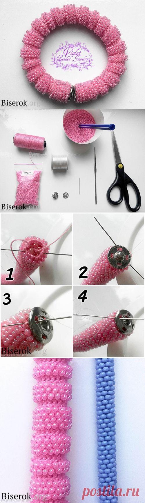 Учимся вязать столбиком и полустолбиком / Браслеты, Вязание с бисером, Основы бисероплетения / Biserok.org