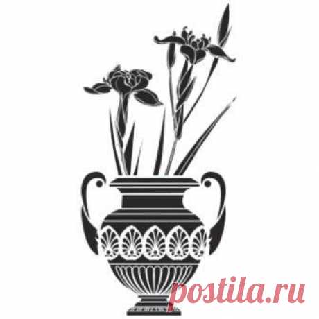 Трафарет, Винтаж, Vintage, Трафарет Вазон с ирисами 2