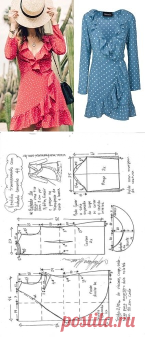 Vestido transpassado com babados - DIY - molde, corte e costura - Marlene Mukai