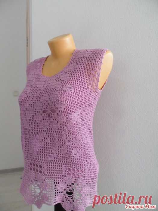 Сиреневая нежность в филейной технике.. - Вязание - Страна Мам