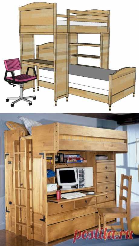 Бесплатные планы для кровати-чердаки с письменным столом | executiveofficefurniture.com