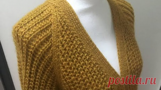 Кардиган. Реглан сверху. Ложная английская резинка( полупатент).ЧАСТЬ 1.
