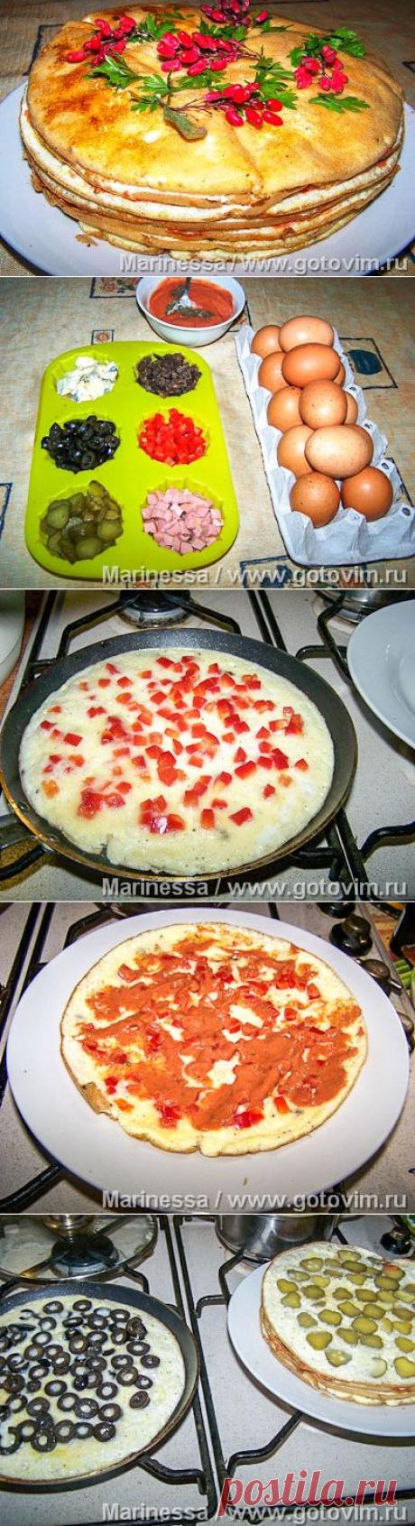 Креспу - закусочный торт из омлетов с начинками. Фото-рецепт / Готовим.РУ