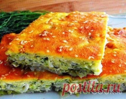 Ленивый пирог с капустой на кефире