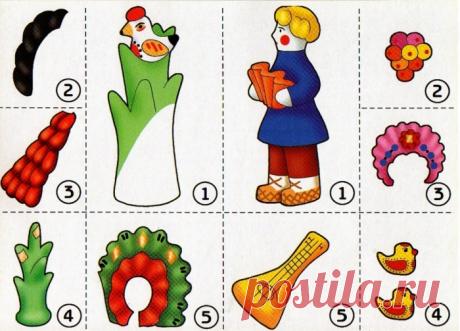 Игра-лото "Русский сувенир" (хохлома, дымково, городец, гжель).