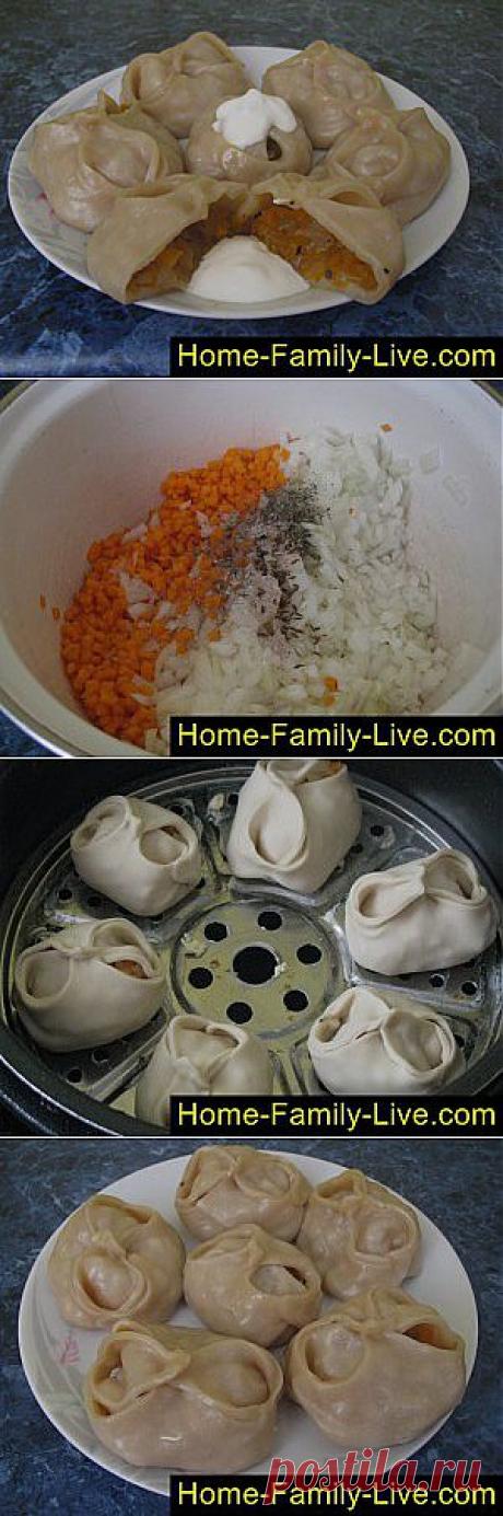Кулинарные рецепты Манты с тыквой - пошаговый фоторецепт - постные манты с тыквой