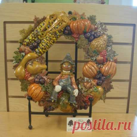 Fall Scarecrow Wreath On Table stand Autumn Wreath Fall | Etsy