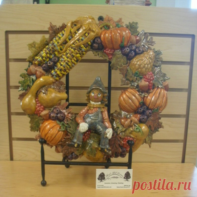 Fall Scarecrow Wreath On Table stand Autumn Wreath Fall | Etsy