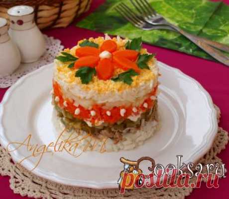 Слоёный салат с рисом и сардинами фото рецепт приготовления
