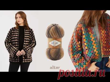 Кардиган Hexagon с Alize Superlana Maxi Batik