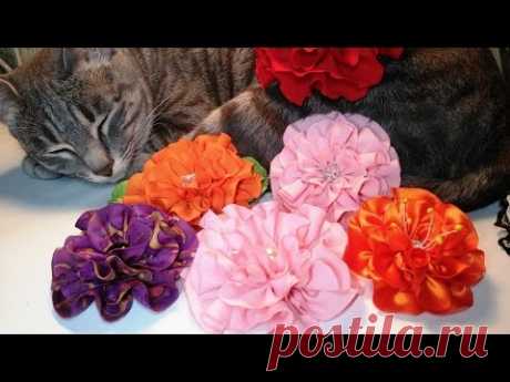 Fabric flowers:quilling flower/two ways of cut/Цветы из ткани: цветочки-рюш/два вида кроя/МК