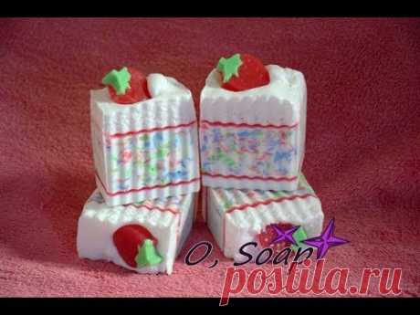 Мыло Воздушное Пирожное с клубникой. Мыловарение. Мыло своими руками. Soap Whipped Strawberry Cake