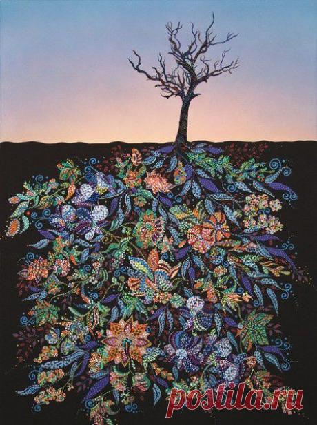 Не популярный стиль написания картин точечная живопись / Удивительное искусство