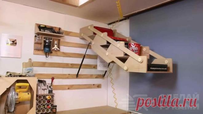 Полуавтоматическая складная полка из фанеры своими руками В небольших домашних мастерских вопрос рационального использования внутреннего пространства обычно стоит очень остро. Но при грамотном подходе все