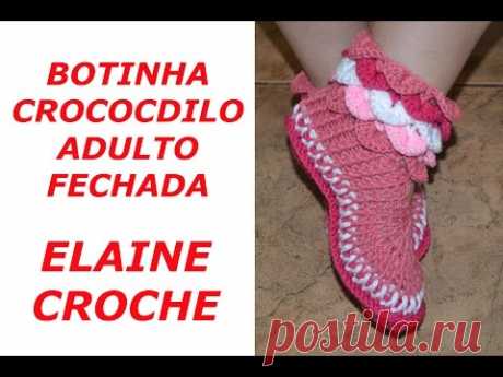 BOTINHA CROCODILO ADULTO FECHADA CROCHE