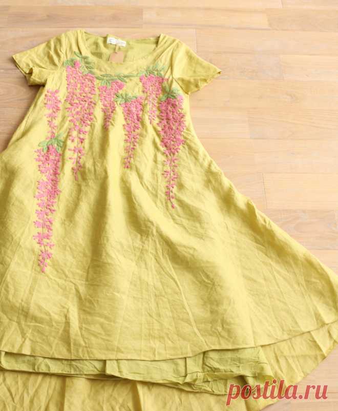 【楽天市場】【再入荷♪8月28日12時&22時より】（ライム）「french」葡萄刺繍のロングワンピース：cawaii