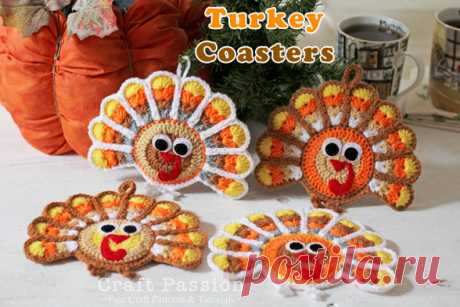 Turkey Coasters - Free Crochet Pattern | Craft Passion – Page 2 of 2 Here is the free Turkey Coasters Crochet Pattern, besides use as coasters, hang them up as ornaments and decorations. Perfect for Thanks Giving. – Page 2 of 2