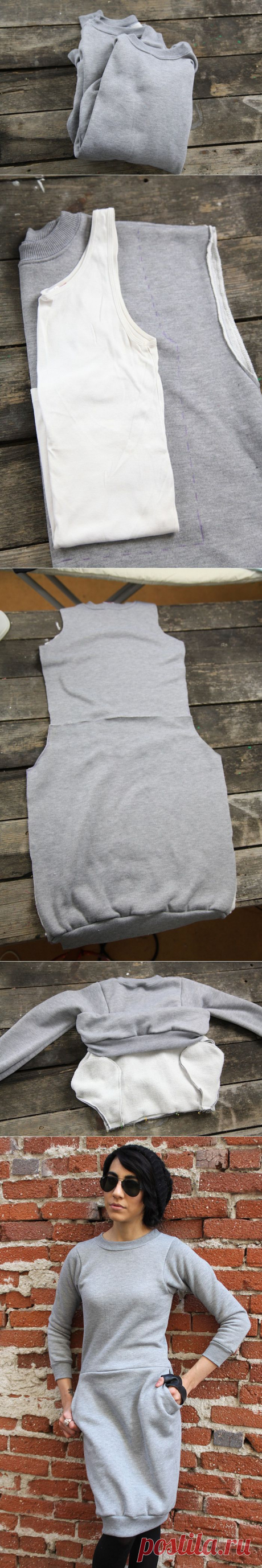 Платье из мужских толстовок (DIY) / Худи, свитшоты и толстовки: идеи декора /
