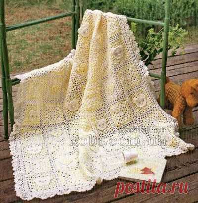 детский плед с мишками и сердечками