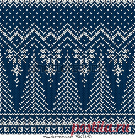 Winter Holiday Seamless Knitted Pattern Christmas: стоковая векторная графика (без лицензионных платежей), 750273250