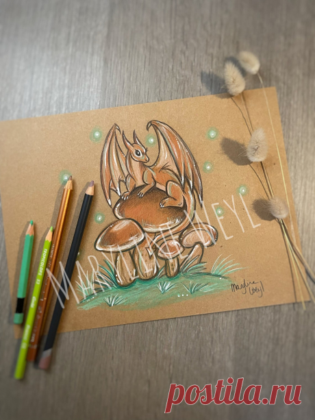 Рисование дракона цветным карандашом | Etsy Украина