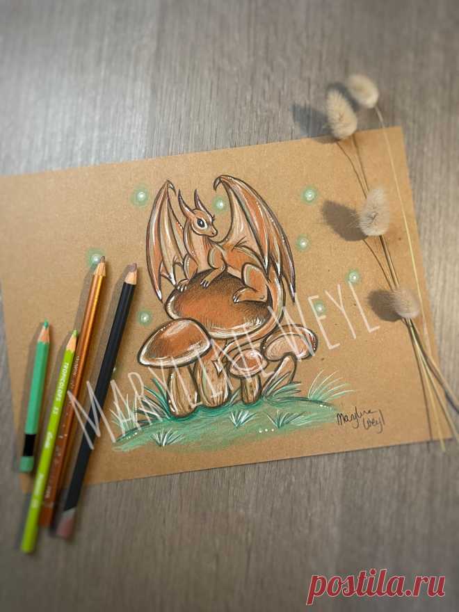 Рисование дракона цветным карандашом | Etsy Украина