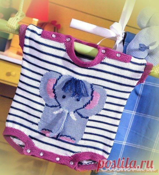 Полукомбинезон-боди "Слоненок" вязаный спицами