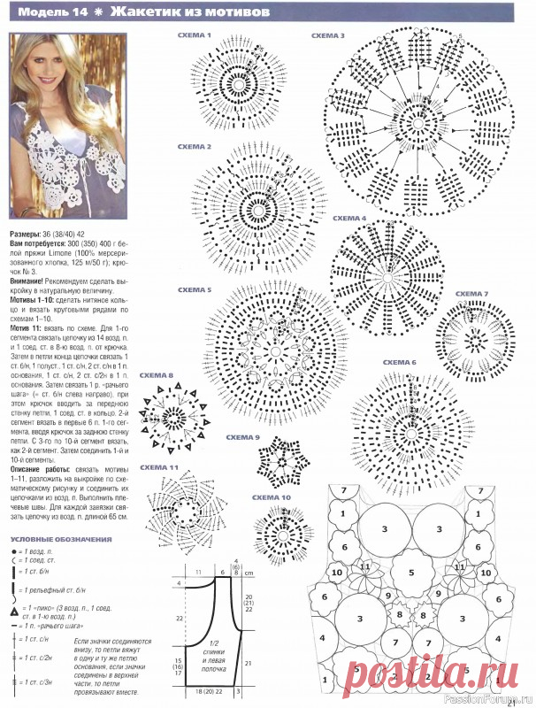 Жакет из цветочных мотивов. Описание | Женская одежда крючком. Схемы и описание