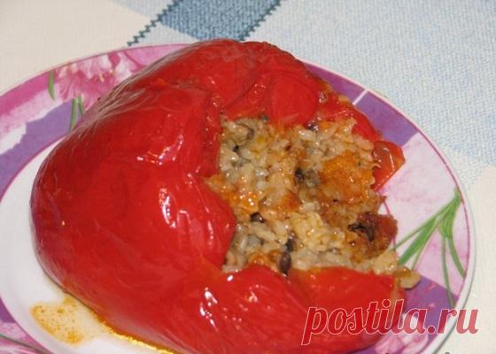Перец, фаршированный рисом и шампиньонами — Сад Заготовка
