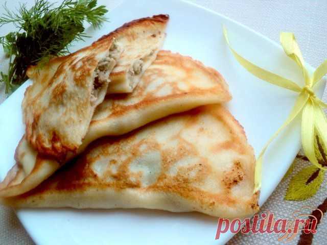 Блины с припеком или фальшивые чебуреки - пошаговый рецепт с фото