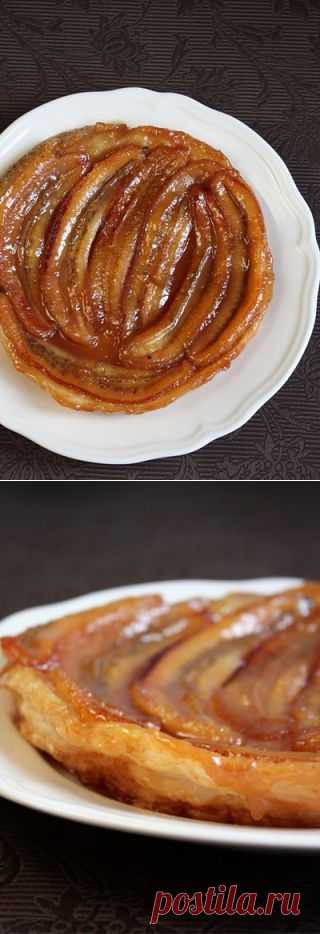 БАНАНОВЫЙ ТАТЕН - классика в Сковороде -бананы в карамели, с хрустящей корочкой слоёного теста !!! **Раскатать слоён/тесто 1лист, круг по размеру формы. Тесто на пергамент, сделать проколы. *В форме: растопим слив/масло 90г, добавим сахар 80г, ваниль, корица, соль -готовим 2-3мин, до янтар/цвета! Затем кладём бананы 5шт, режем вдоль -готовим 3мин. Полить  ромом 2с/л, варим 1мин -пока карамель не загустеет. Снять с огня. *Тестом покрыть бананы, в духовку на 25мин. *Перевернуть  на блюдо !