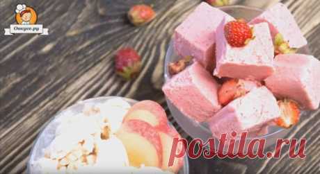 Домашнее мороженое с клубникой и персиками / Простые рецепты