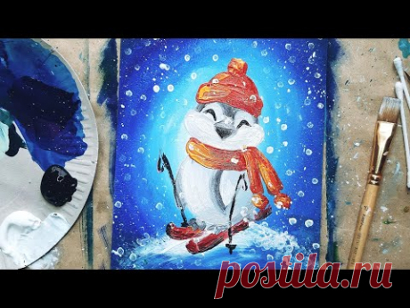 ПИНГВИН |Рисуем просто✌Краски для детей и взрослых🎨