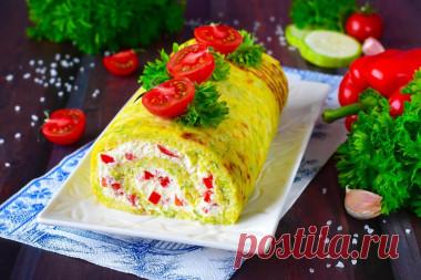 Рулет из кабачков в духовке рецепт фото пошагово и видео - 1000.menu