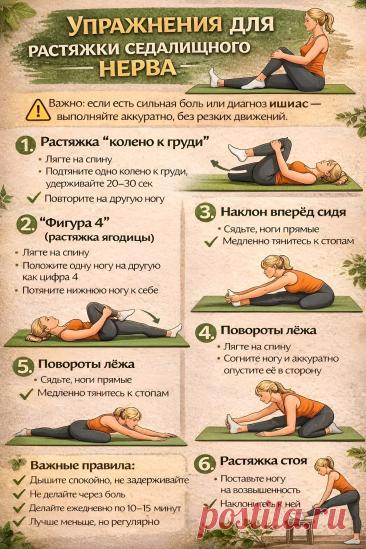 Упражнения для растяжки седалищного нерва