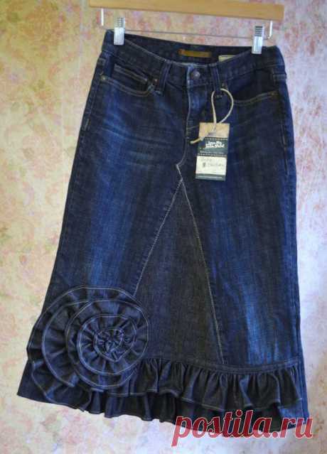 Modest Custom Made to order Long Denim Rose Ruffle or Rockin Ruffle t…