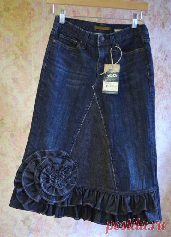 Modest Custom Made to order Long Denim Rose Ruffle or Rockin Ruffle t…