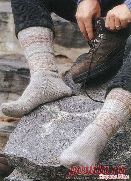 Мужские вязаные носки &quot;Hiking&quot; для туристических походов. Eesti Trail Hiking Socks by Nancy Bush. - Вязание спицами - Страна Мам