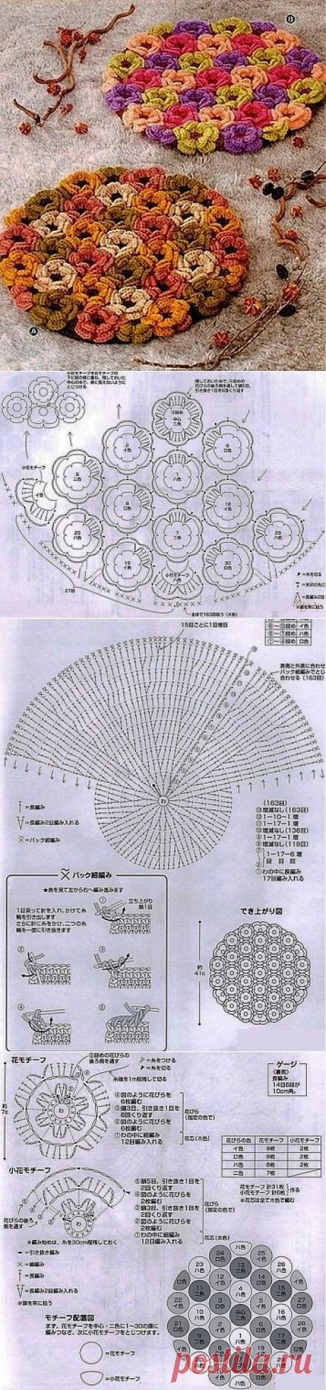 Вязание коврика крючком