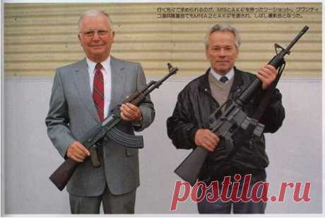 Конструктор M16 Юджин Стоунер и Михаил Калашников, 1990 год https://seoded.livejournal.com/1387875.html
#история