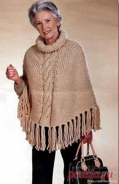 Пончо спицами "Лебединая песня" - Декор своими руками