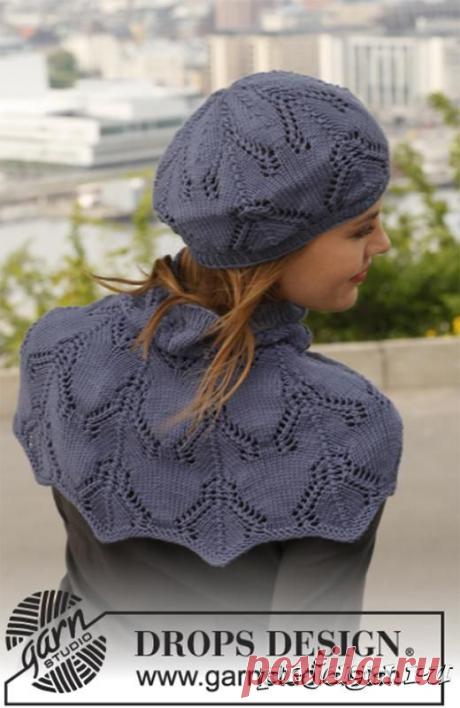 Теплый берет и манишка спицами