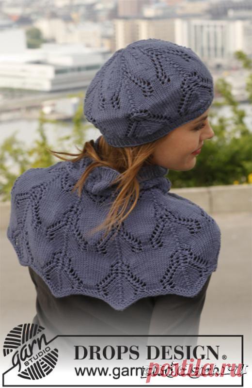 Теплый берет и манишка спицами