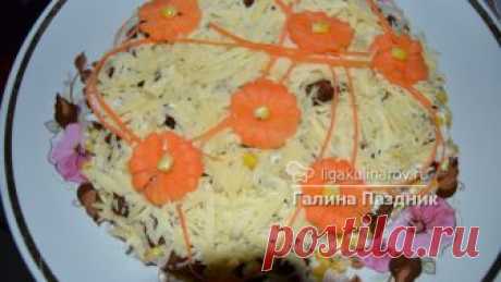Салат с копченым куриным мясом, кукурузой и кириешками рецепт с фото