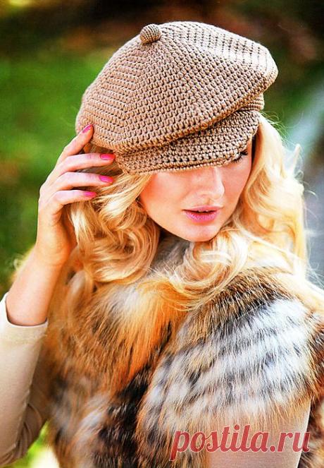 ВЯЗАНАЯ БЕЖЕВАЯ КЕПКА КРЮЧКОМ | ВЯЗАНЫЙ УЮТ